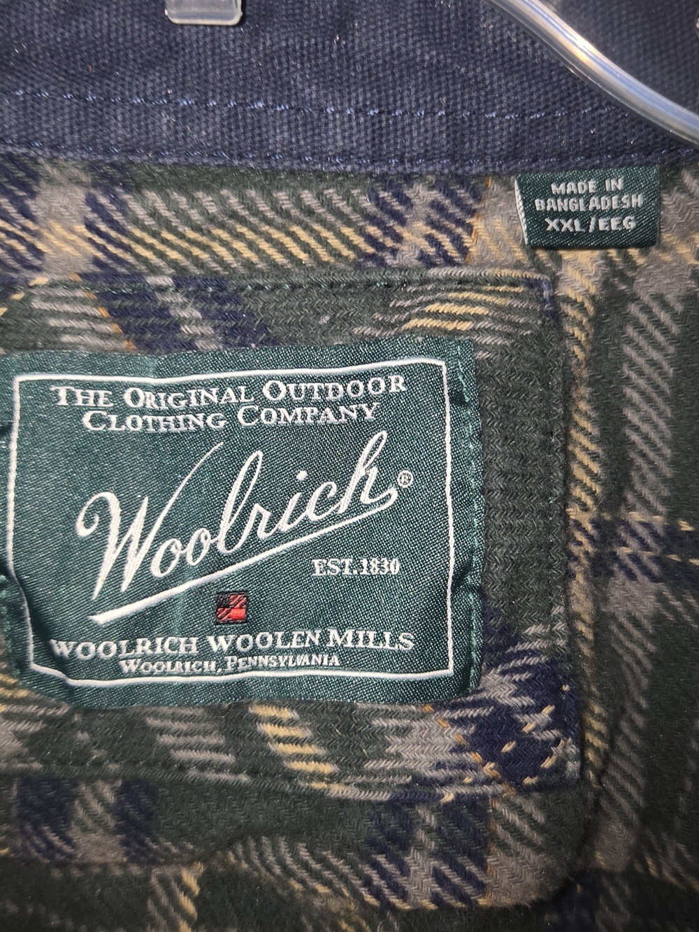 Woolrich Men's Dark Green Navy Plaid Shirt Jacket